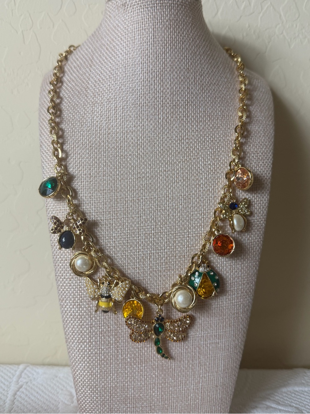 Talbots The Gardner Gold-Tone Multi-Color Charm Necklace and bracelet set!